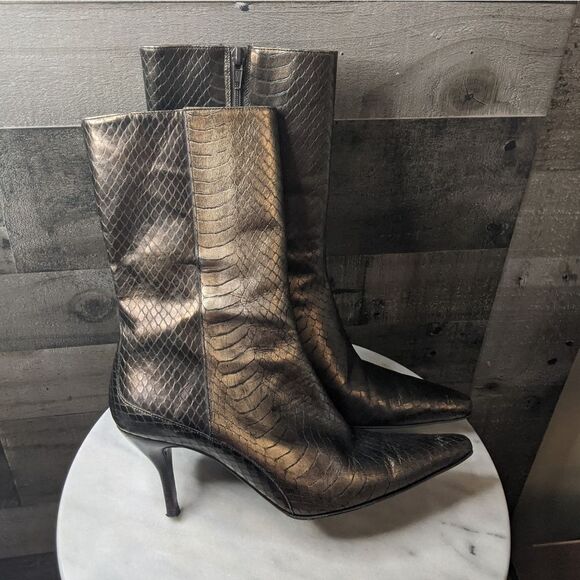 Cole Haan Metallic Snakeskin Boots 9B - Picture 6 of 11